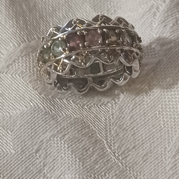 Gems en Vogue Michael Valitutti Multi Color Tourmaline Eternity Ring, SS - Picture 3 of 9